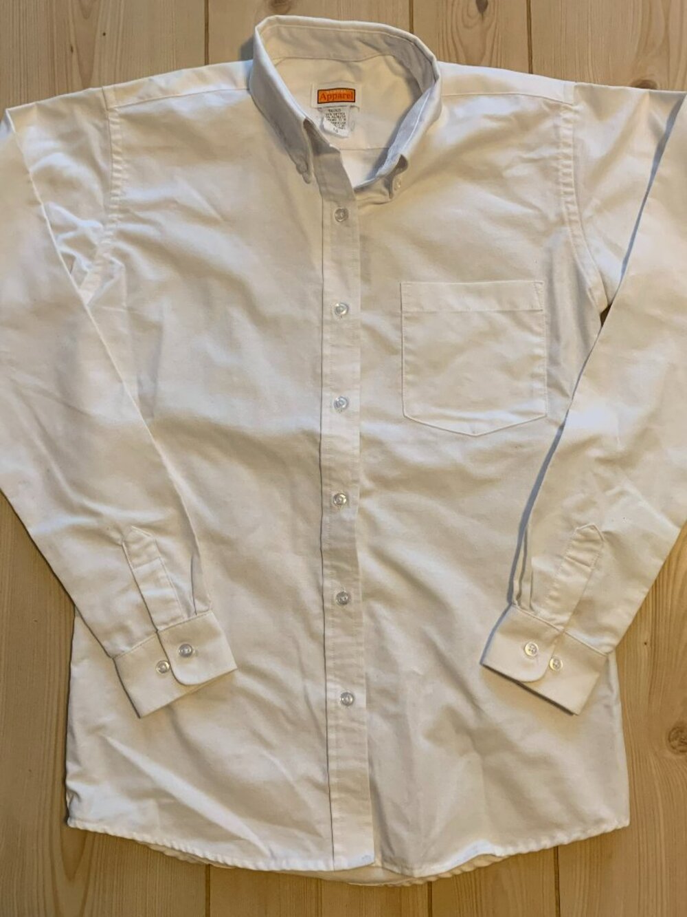 Vintage 90s School Apparel White Button-Down Long Sleeve Shirt Uniform Size 16